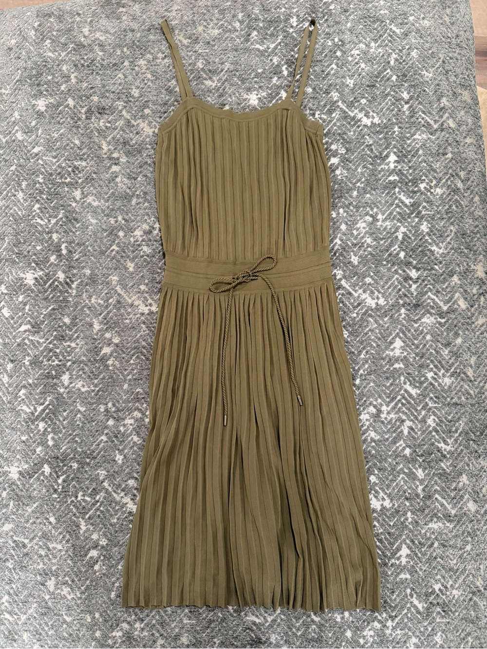 Gucci Pleated Knit Midi Dress XS Olive Green Made in Italy